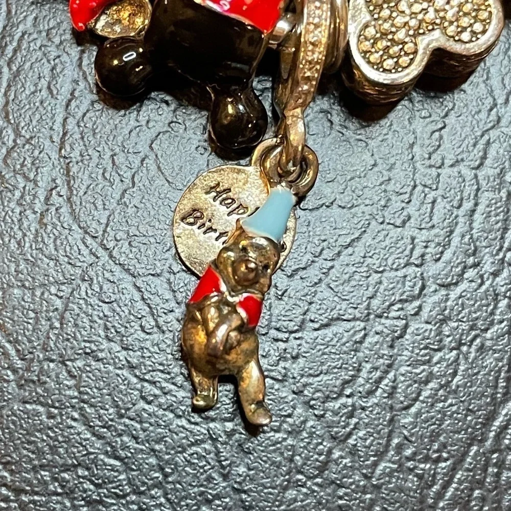 Disney silver red Charm Snake Chain Bracelet